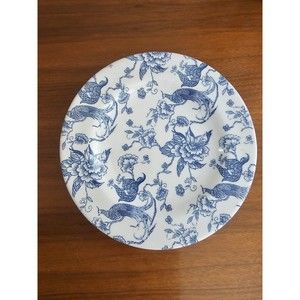 2 Blue Vintage Staffordshire Engravings Bird of Paradise Desert Plates